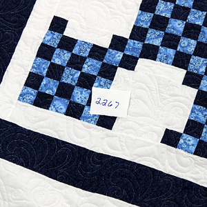 Blue and White Irish Chain patchwork FINISHED QUILT – Queen size