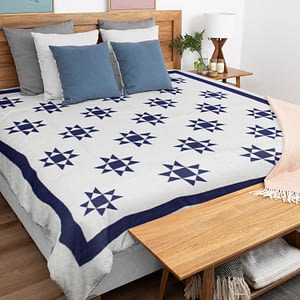 Blue & White Stars with border FINISHED QUILT