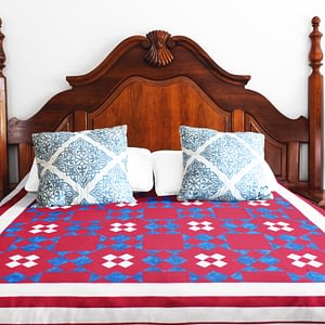 Nice Red, White & Blue Star design FINISHED QUILT – Queen Size Masculine Colors