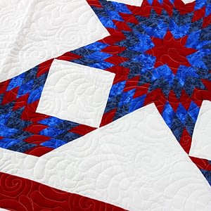 Star Patchwork Patriotic Colors FINISHED QUILT – Queen size – Feather quilting