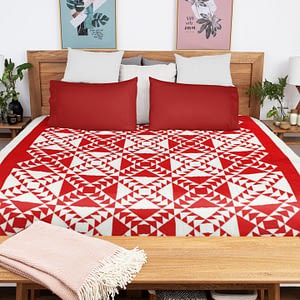 Large Patchwork Red & White Wild Goose Chase FINISHED QUILT