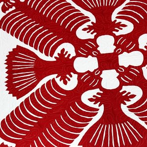 Applique Hawaiian design FINISHED QUILT – Graphic Red & White – King Size
