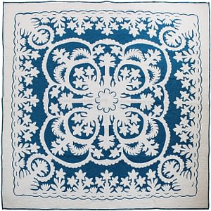 Blue & White Hawaiian Design Finished Quilt – Hand applique