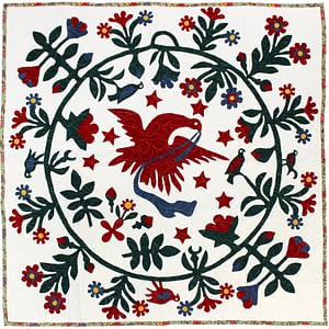 Eagles & Floral Hand Applique FINISHED QUILT – Patriotic Wall Size Quilt