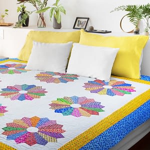 Nicely Quilted- Dresden Plate Finished Quilt – Bold design, Queen size