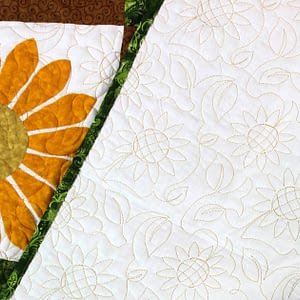 Sunflower Hand Applique FINISHED WALL QUILT – Couch quilt – Spring colors
