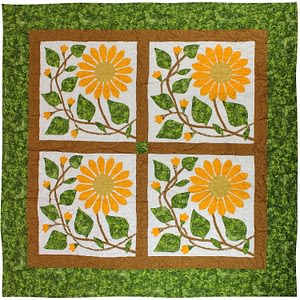 Sunflower Hand Applique FINISHED WALL QUILT – Couch quilt – Spring colors
