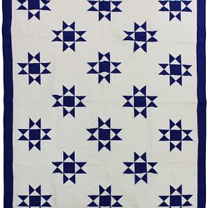 Blue & White Stars with border FINISHED QUILT