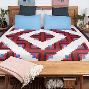 Red Calico Log Cabin Barn Raising FINISHED Quilt – Masculine Look