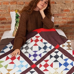 Red, White & Blue Ohio Star design FINISHED QUILT – Graphic & Unique Scrap Quilt