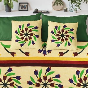 Immaculate Hand Applique Spring Tulips FINISHED QUILT with fun tulip Borders