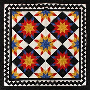 New Blazing Star FINISHED QUILT Queen size – Feather quilting, Lightning Borders
