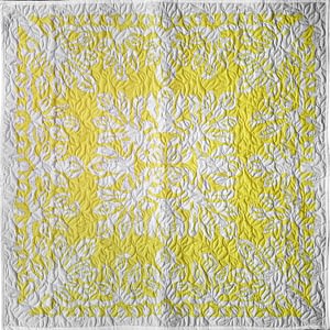 Yellow & White Cala Lily Hawaiian design finished wall quilt – Hand applique