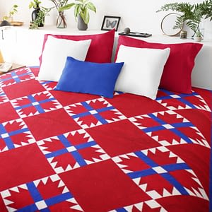 Amish styled Red, White and Blue Bear Paw FINISHED QUILT – Patriotic Colors