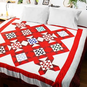 Red, White & Blue Ohio Star design FINISHED QUILT – Graphic & Unique Scrap Quilt