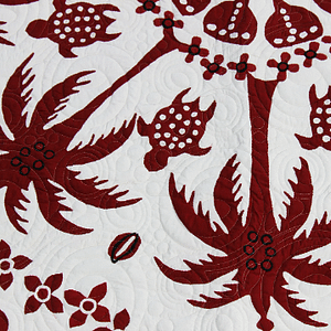 Applique Hawaiian Turtle and Trees Design FINISHED QUILT – Impeccable Quality Red & White