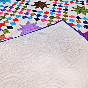 Triple Double Irish Chain w/ Stars FINISHED QUILT – Multi Color Queen