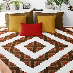 Earth Tone Log Cabin Barn Raising FINISHED Quilt – Masculine Look