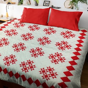 Red & White Ohio Star var. FINISHED QUILT – Graphic Borders