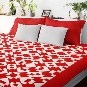 Unusual Red & White Hour Glass, Chain variation- Graphic FINISHED QUILT