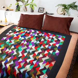 Nice Scrap Trinagle based FINISHED QUILT – Twin Size Masculine Colors