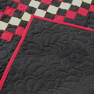 Amish styled Triple Irish Chain FINISHED QUILT Queen Size, W/ Feathers Quilting