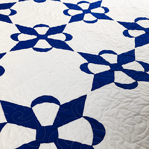 Hand Applique Blue and White Compass styled FINISHED QUILT