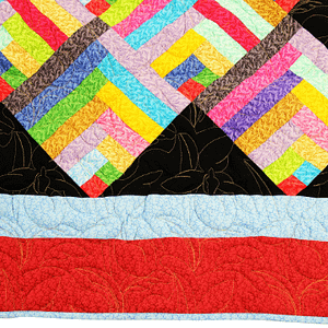 Multi Color Scrap style log cabin var. – FINISHED QUILT – Queen sized