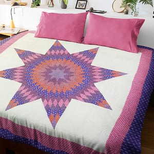 Lavender Lone Star patchwork FINISHED QUILT – Queen size – Fine Quilting