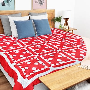 Red & Blue Masculine Turkey Tracks / Star variation FINISHED QUILT- Very Nice