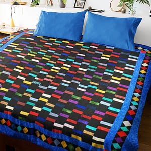 Scrap style Blocks design FINISHED QUILT – Feather quilting