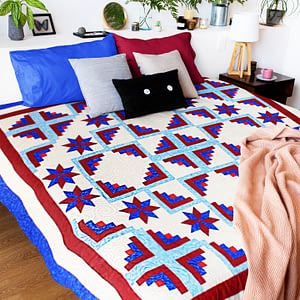 Patriotic Log Cabin FINISHED QUILT Fun Masculine looking quilt will be Loved