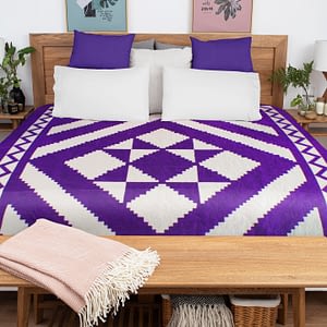 Imperial Purple Log Cabin Star with Great Lightning Borders FINISHED QUILT