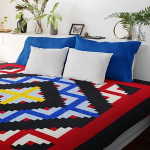 Masculine Log Cabin FINISHED QUILT- Nice Barn Raising pattern – Queen size