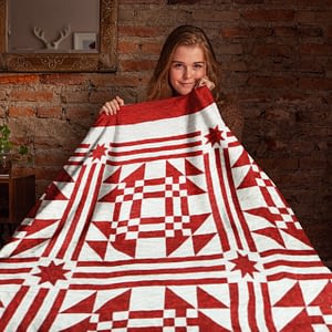 Red & White Young Man’s Fancy FINISHED QUILT Graphic Beauty
