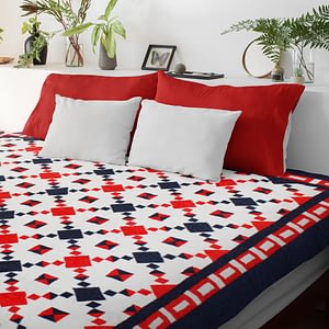 Red White & Blue Single Irish Chain – Patchwork FINISHED QUILT – Queen Size